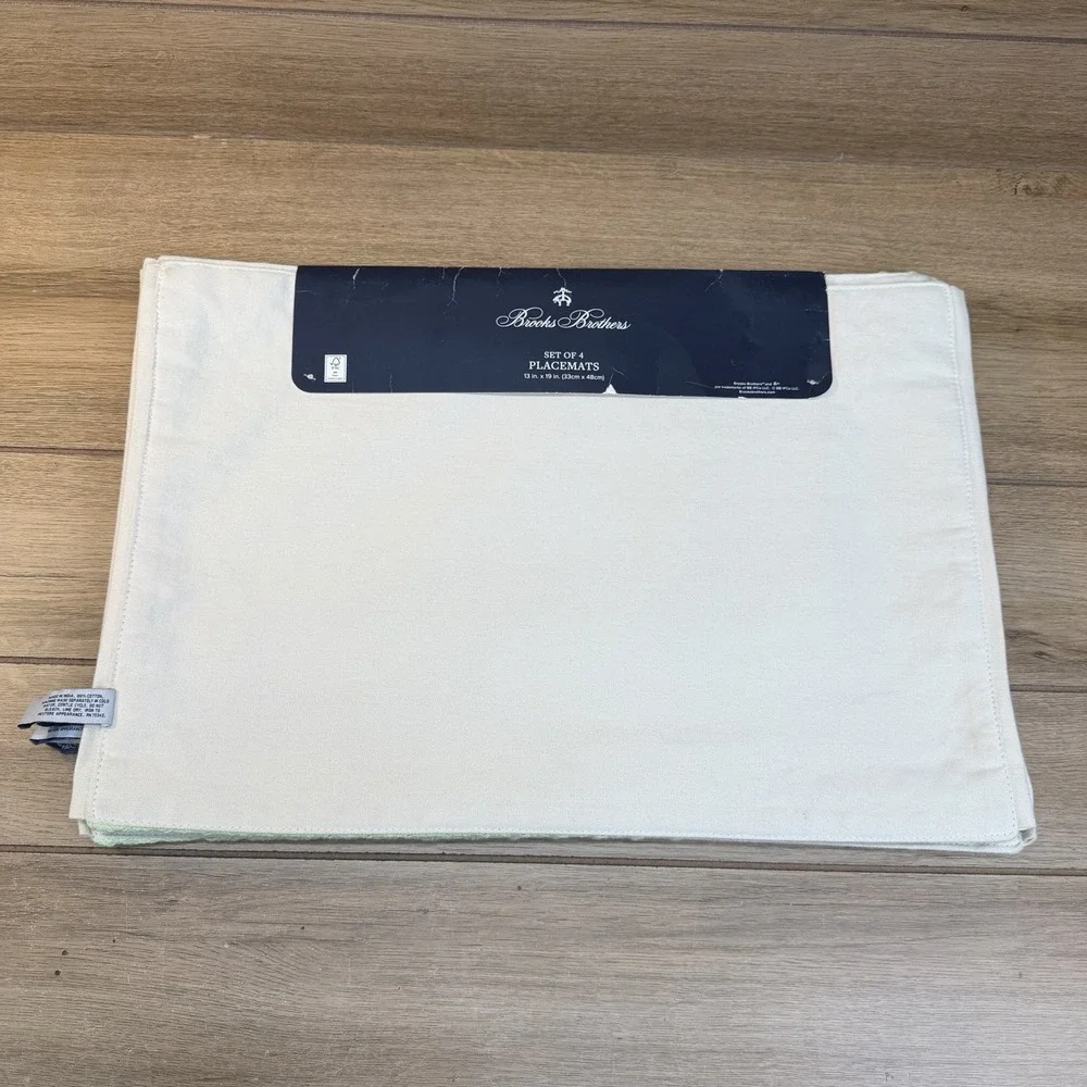 BROOKS BROTHERS Pure Beehive PLACEMATS 13x19 Set Of 4 Light Green Patrick Spring